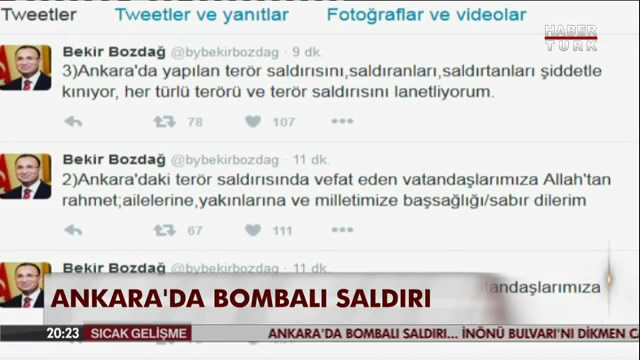 Adalet Bakanı Bekir Bozdağ, Ankara'daki saldırıya ilişkin açıklamalarda bulundu.